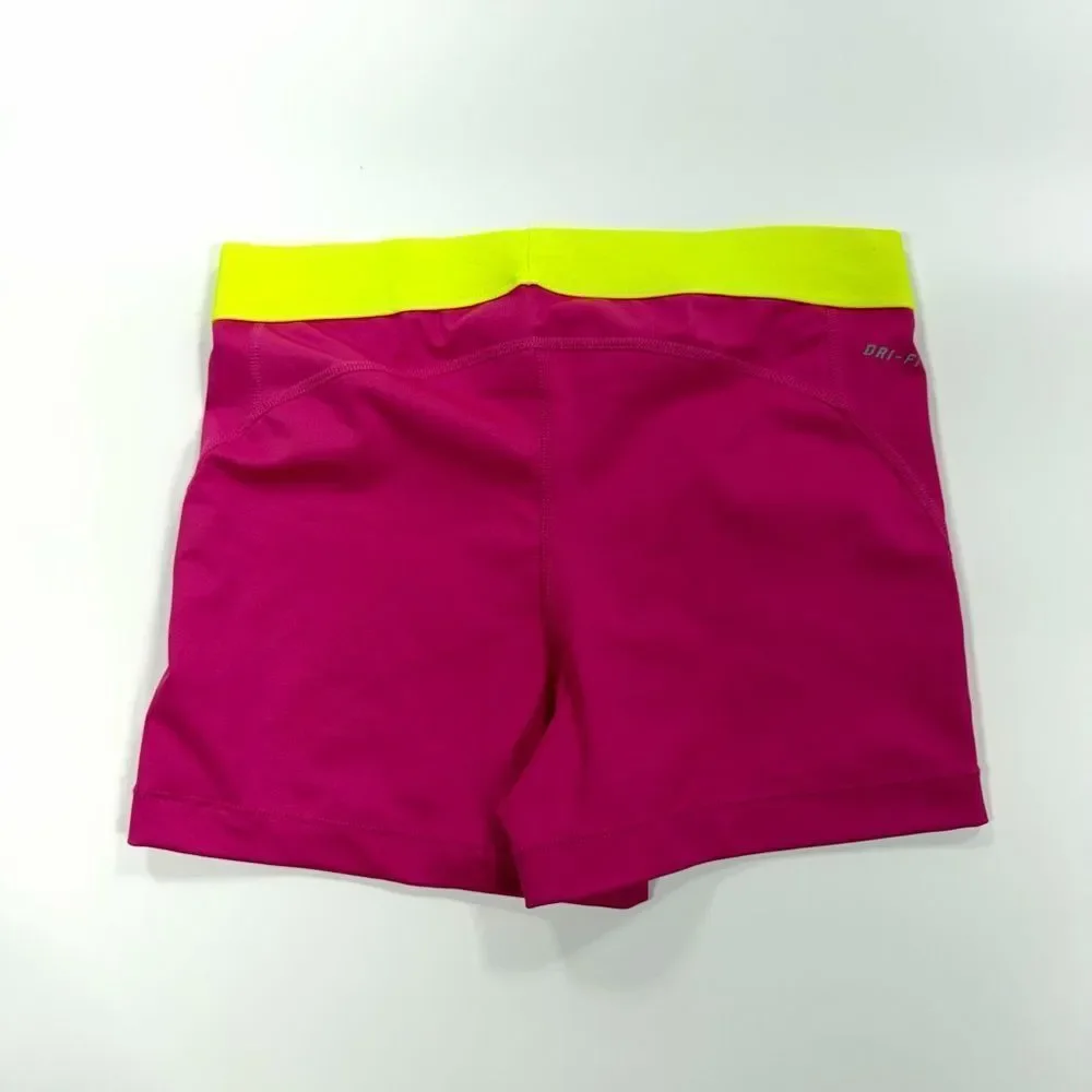 Nike Pro Kids Pink & Yellow Shorts – Size L